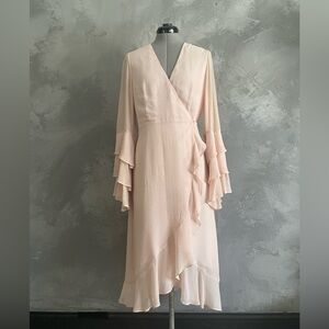 Forever 21 Pink Swiss Dot Ruffle Wrap Dress XL